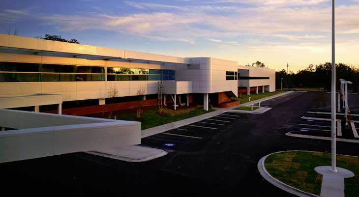 Image of building and parking lot