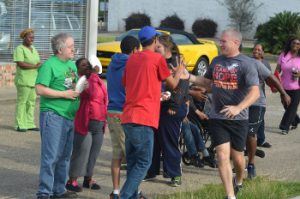 Officers Running Past Attendees